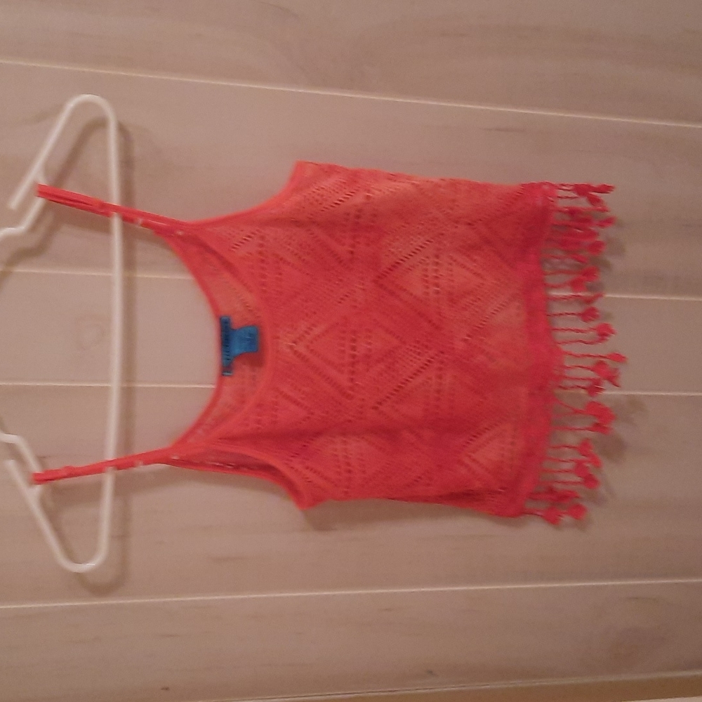 Cute knitted hot pink Flutterbye see-thru top